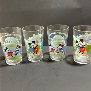 Disney Mickey Mouse Glass Tumbler Set.     2 sets.